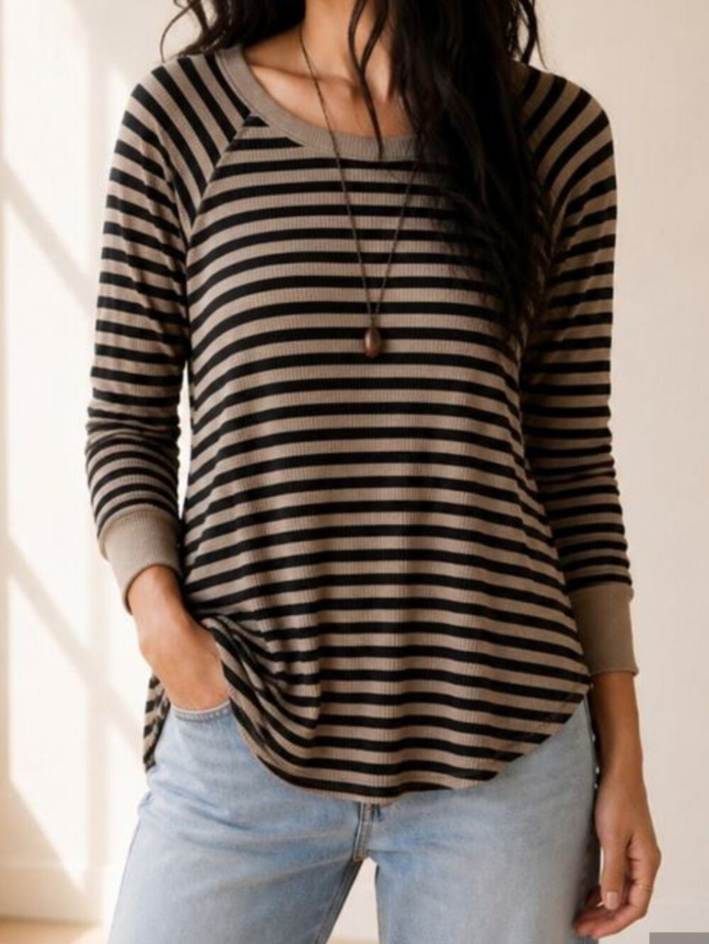 We The Free Waffle Knit Curved Hem Thermal